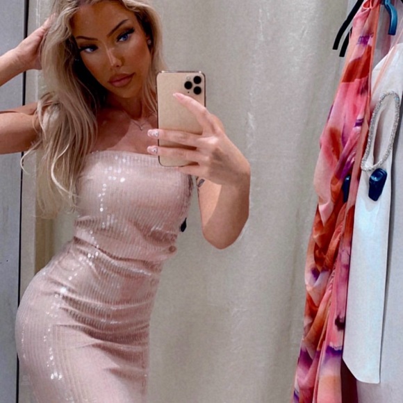 ZARA PINK STRAPLESS SEQUIN DRESS - Picture 3 of 15